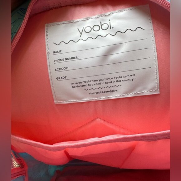 NEW Blue Pink Graphic Large 12" laptop tablet backpack book bag with keychain - Picture 4 of 7